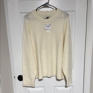 American Eagle Outfitters Cream Crewneck Sweater